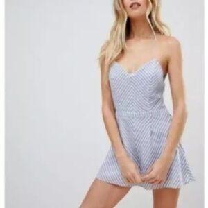 The Jet Set Diaries Blue White Striped Haven Romper - size Large NWT